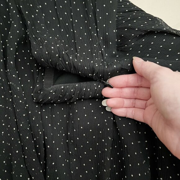 Express Y2K Black & White Polka Dot Silk Mini Skirt – Size 0 - Picture 3 of 10